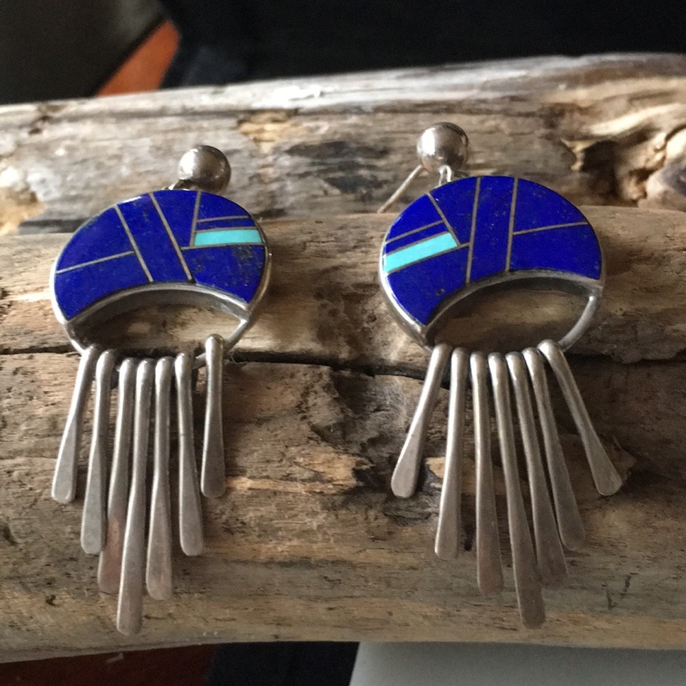 Zora Joe & Calvin Begay Navajo Vintage Native American Earrings - Picture 5 of 13